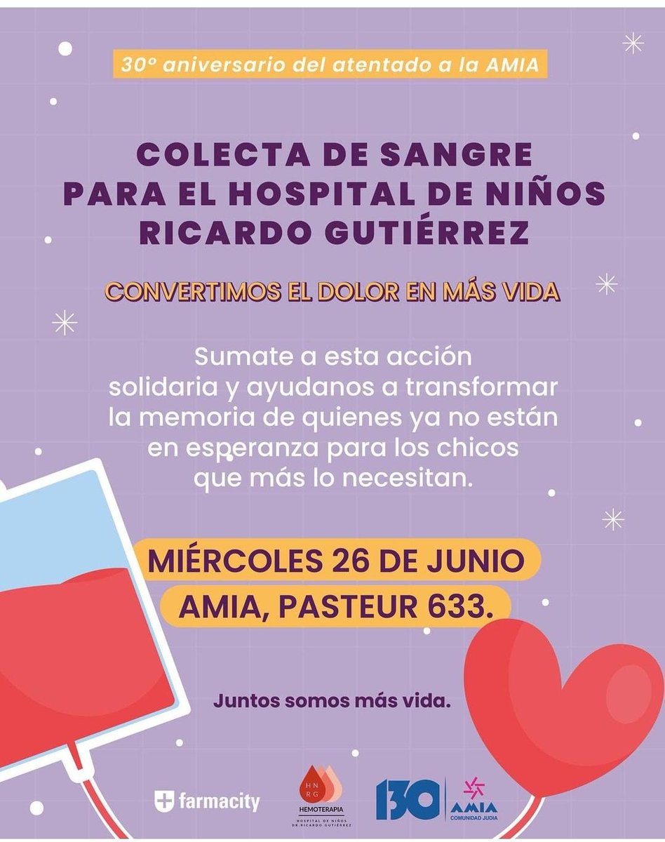 lavidanish's tweet photo. Colecta de sangre para el Hospital de niños. La oportunidad de transformar el dolor y la memoria en vida.
#donarsangre gracias @Julyweich ❤️ por la difusión. https://t.co/OpXS8yW7AK