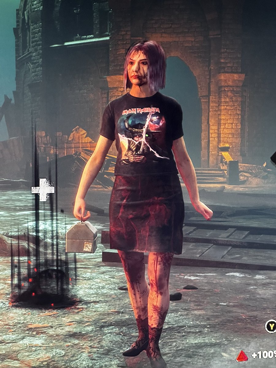 nicliw's tweet photo. So I just found out if you equip an Iron Maiden t-shirt in Dead By Dayight it plays Fear of the Dark 😍 yes I bought this cosmetic https://t.co/UEuy0ut48L