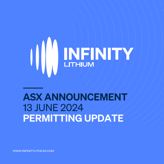 Infinity Lithium (@infinitylithium) on Twitter photo <a href="/InfinityLithium/">Infinity Lithium</a> has lodged its final stage 2 project documentation as part of its Exploitation Concession Application.
For full details see 🔗bit.ly/4bVmpXX <a href="/InfinityLithium/">Infinity Lithium</a> has lodged its final stage 2 project documentation as part of its Exploitation Concession Application.
For full details see 🔗bit.ly/4bVmpXX