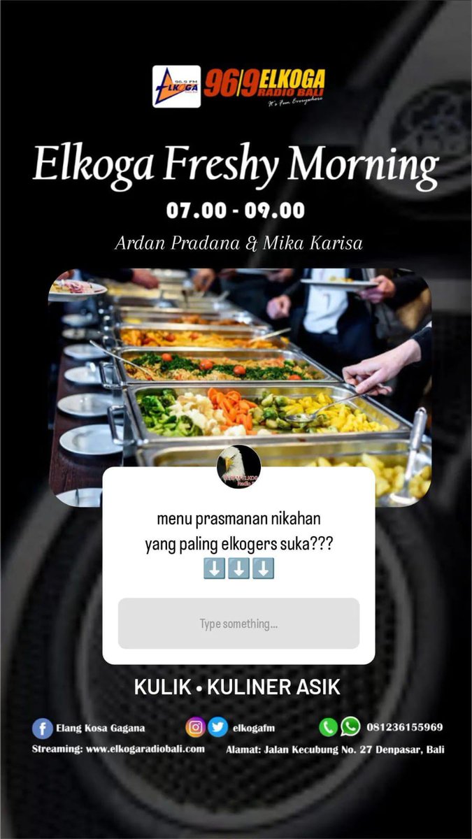 elkogafm's tweet photo. Spill menu favorit anda kalau lagi kondangan dong elkogers 🙌📻

#ElkogaFreshyMorning
#ArdanPradana #MikaKarisa
https://t.co/GTJudO0Y7x https://t.co/IfbLsprRfM