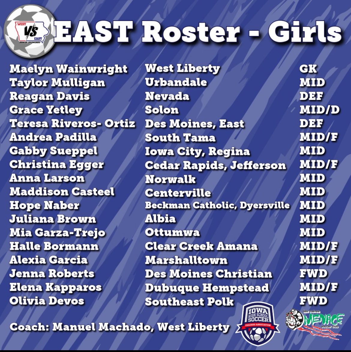 Congratulations to Christina for being selected to play on the East team next weekend in the Senior All-Star game. I am looking forward to watching her play one last time and representing Jefferson💙