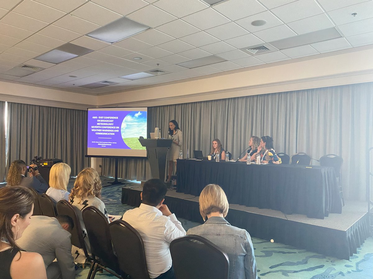 ametsoc's tweet photo. Day 1 of the #AMS51BC and #AMS7WxComm complete ✔️
We're glad to hear from our keynote speaker Dail St. Claire's (@DailStClaire) presentation on the extraordinary life of her mother, June Bacon-Bercey, and gain insights on all the great sessions that happened today! https://t.co/Q9D0MRGY2F