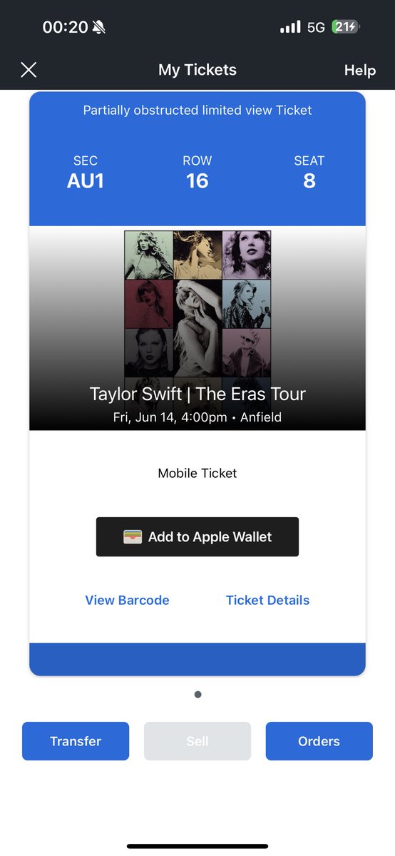 Selling 1x Taylor Swift ticket for anfield on Friday. 

Feel free to message me £300.