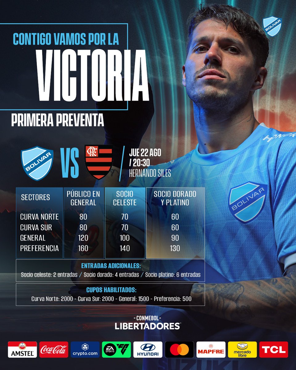Bolivar_Oficial's tweet photo. 🚨¡La espera terminó! 🚨

Desde este viernes 14 de junio a las 9:00 am, se habilita la primera preventa de entradas para el partido más importante del año 🙌🏻💪🏻🏆

¡𝗖𝘂𝗽𝗼𝘀 𝗹𝗶𝗺𝗶𝘁𝗮𝗱𝗼𝘀! 𝗔𝗽𝗿𝗲𝘀𝘂́𝗿𝗮𝘁𝗲 𝗻𝗼 𝘁𝗲 𝗾𝘂𝗲𝗱𝗲𝘀 𝘀𝗶𝗻 𝘁𝘂 𝗹𝘂𝗴𝗮𝗿. 🚨Las primeras 6 horas son exclusivas para la venta a socios con un precio especial y después se habilitarán para el público en general🚨

👉🏻 Aprovecha la primera preventa antes de que suban de precio 🎟️💥no te quedes fuera, pon tu alarma y asegura tu lugar en este partidazo histórico. ⏰
