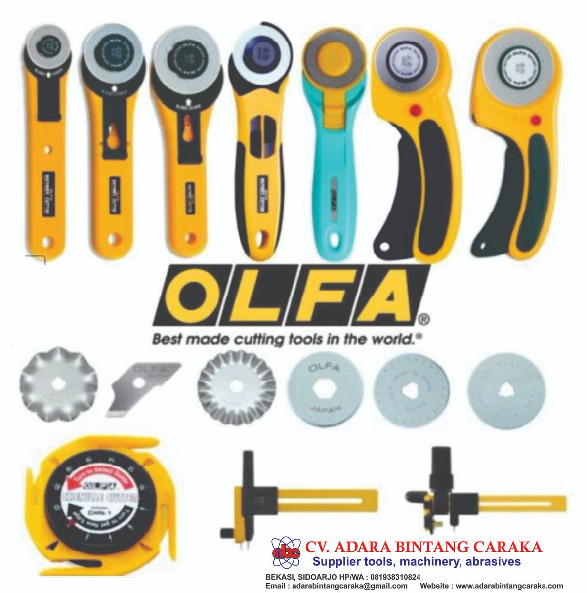 AdaraBC's tweet image. CV Adara Bintang Caraka supply OLFA Cutter Knife.
Silakan hubungi WA 081938310824.
#OLFA #rotarycutter #artknife #adara