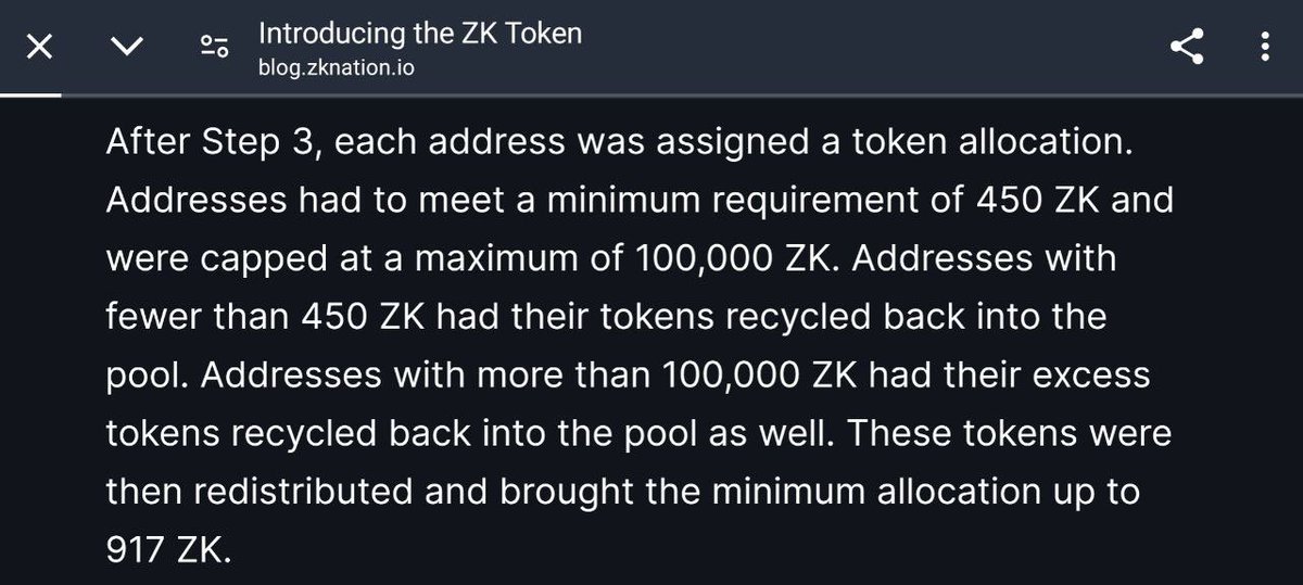 4) the league system for wallets is completely opaque, where wallets that did not score 450 $ZK were stripped of their allocation in the third stage after the multipliers. The team did not provide a formula or other mechanism to verify the wallet. Users are deprived of the