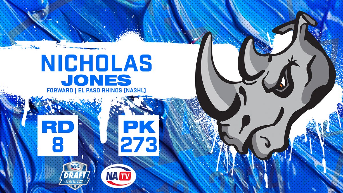 NAHLHockey's tweet photo. Round 8 | Pick 273
@El_Paso_Rhinos
select Forward Nicholas Jones from @Rhinos_Na3hl 

#NAHLDraft https://t.co/A5ygQwvc9C