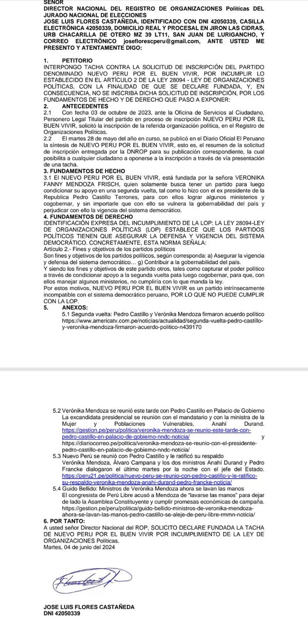 NO VAN A DETENER NUESTRA INSCRIPCIÓN CON TACHAS ABSURDAS ¡El instrumento político para el cambio está cerca de ser una realidad y vamos a defenderlo! 🌺

#Plantón | Nos vemos mañana a las 10AM en el frontis del Jurado Nacional de Elecciones en Lima.
