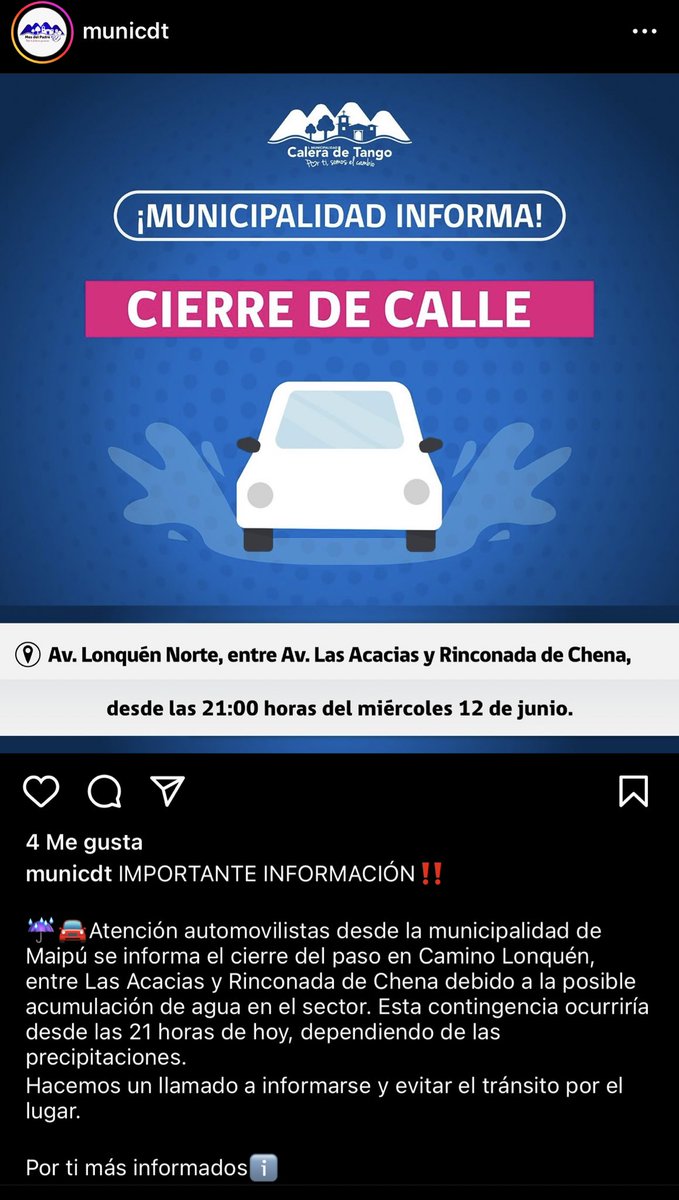 Atención vecinos y vecinas! Tome alternativas si utiliza las vías que están mencionadas en la publicación 👇🏼
#sistemafrontal #lluvia