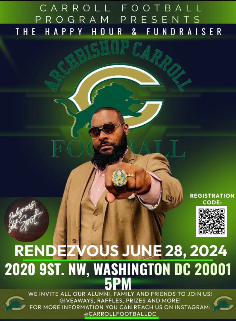 #CarrollFootball is having a fundraiser Friday, June 28 at Rendezvous on 9th St. 
Alumni, family and friends of the program welcome. 
zeffy.com/ticketing/4c05…
