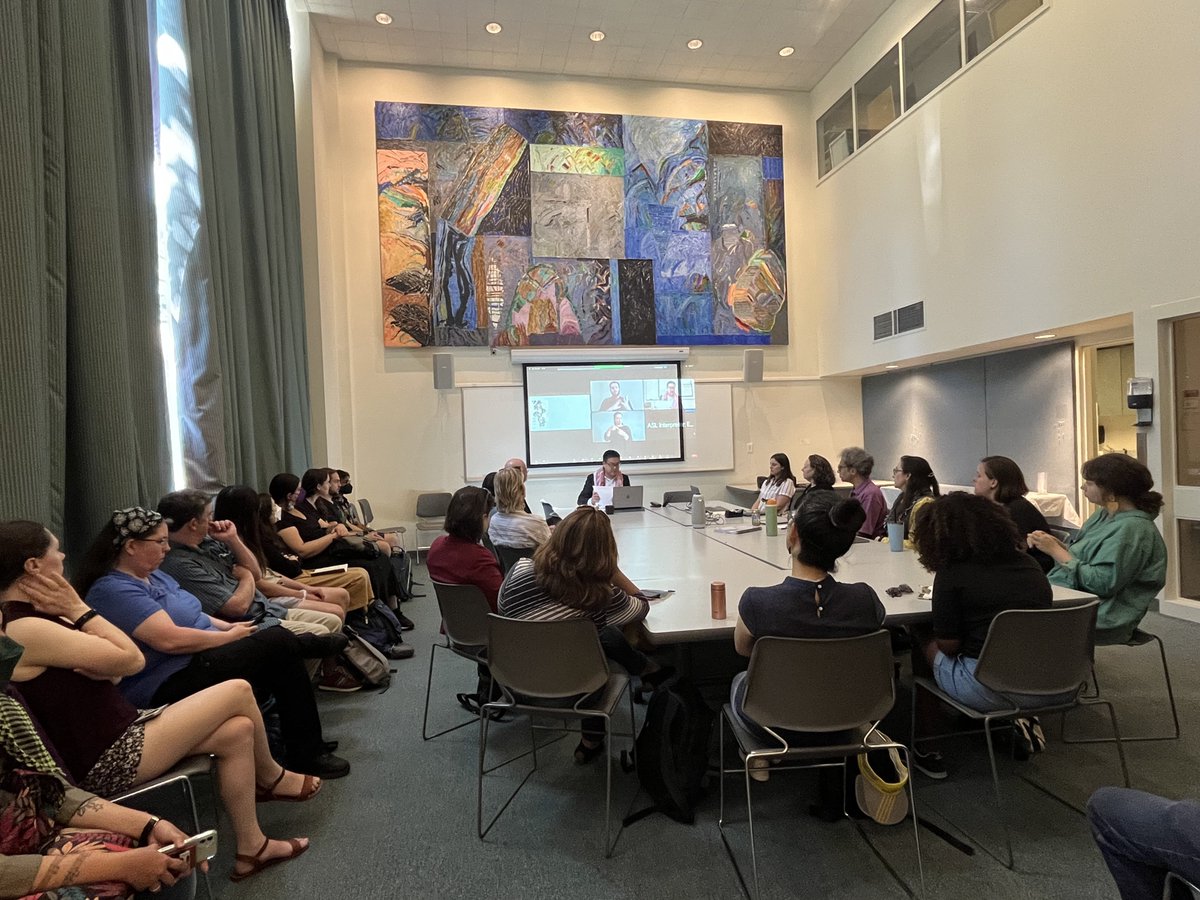 StudentsOfHASTS's tweet photo. On Monday, @tim_loh presented his dissertation “Entanglements of Language, Disability, and Religion: The Politics of Assistive Technologies for Deaf People in Jordan” and became a PhD in HASTS! He is pictured here presenting his work and with his committee. Congrats, Tim! 🎊🎊🎊 https://t.co/ZzwNmPKlcB