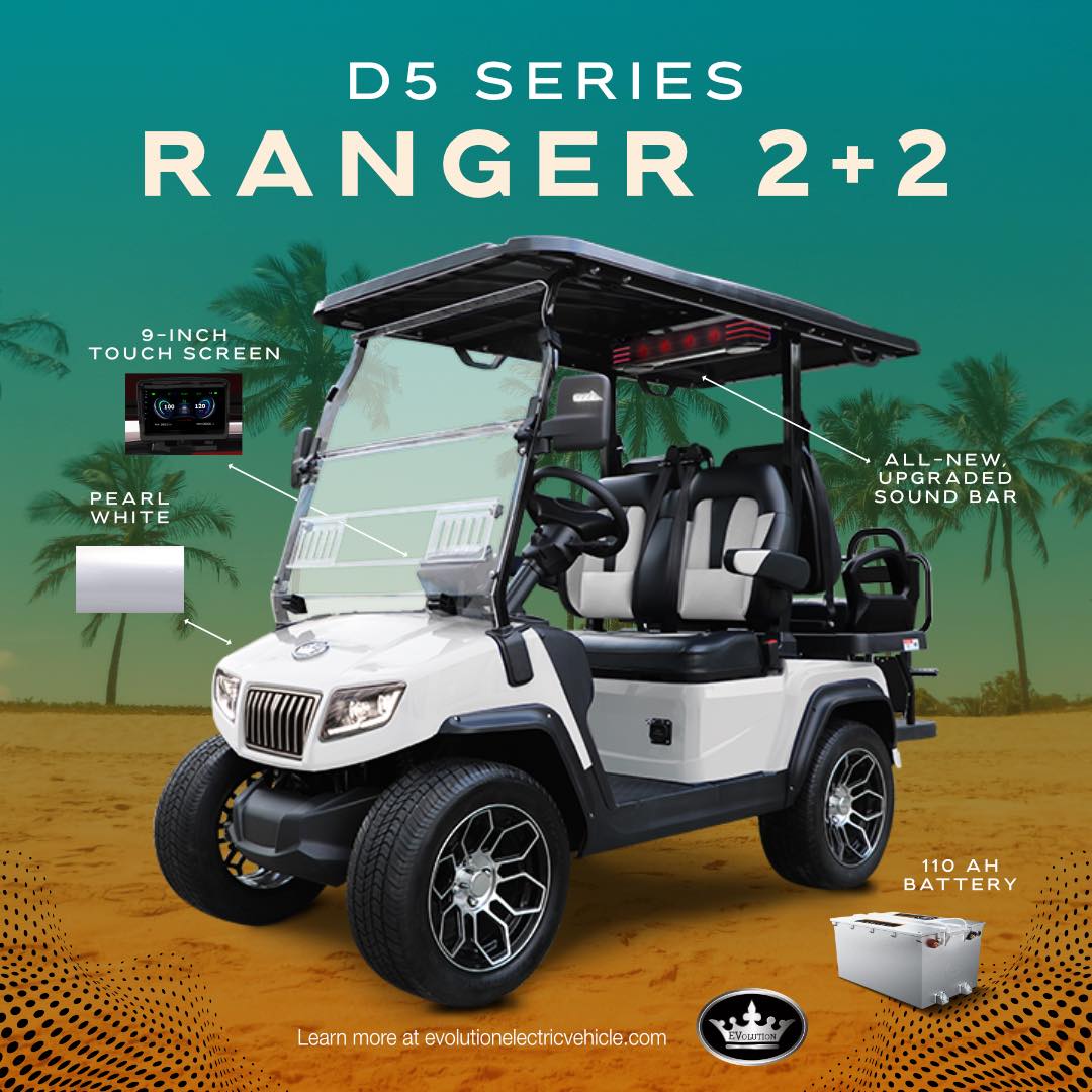 evogolfcarts's tweet photo. Summer days are on their way! Upgrade your season with the perfect ride: the Ranger 2+2 golf cart. The Ranger 2+2 is the ultimate ride for capturing the summertime vibe! ☀️ 🌊

#summer #golfcarts #evolution #d5 #ranger https://t.co/3gLuUQFLDo