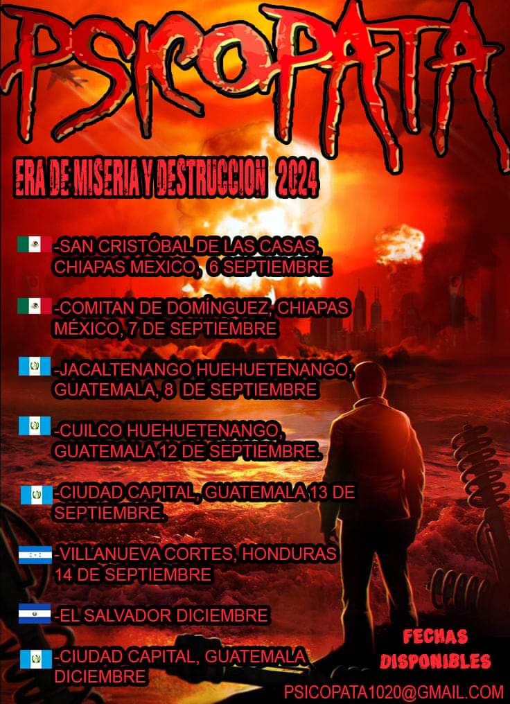 Psicópata confirma shows para el segundo semestre del 2024.
#rock502