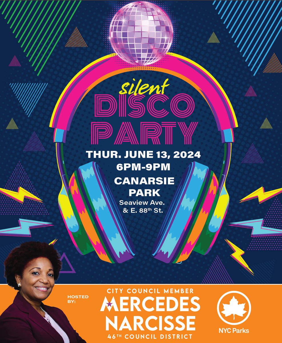 Are you ready to get down and boogie? Join me tomorrow evening, Thursday, July 13 at Canarsie Park for a Silent Disco Party 🪩