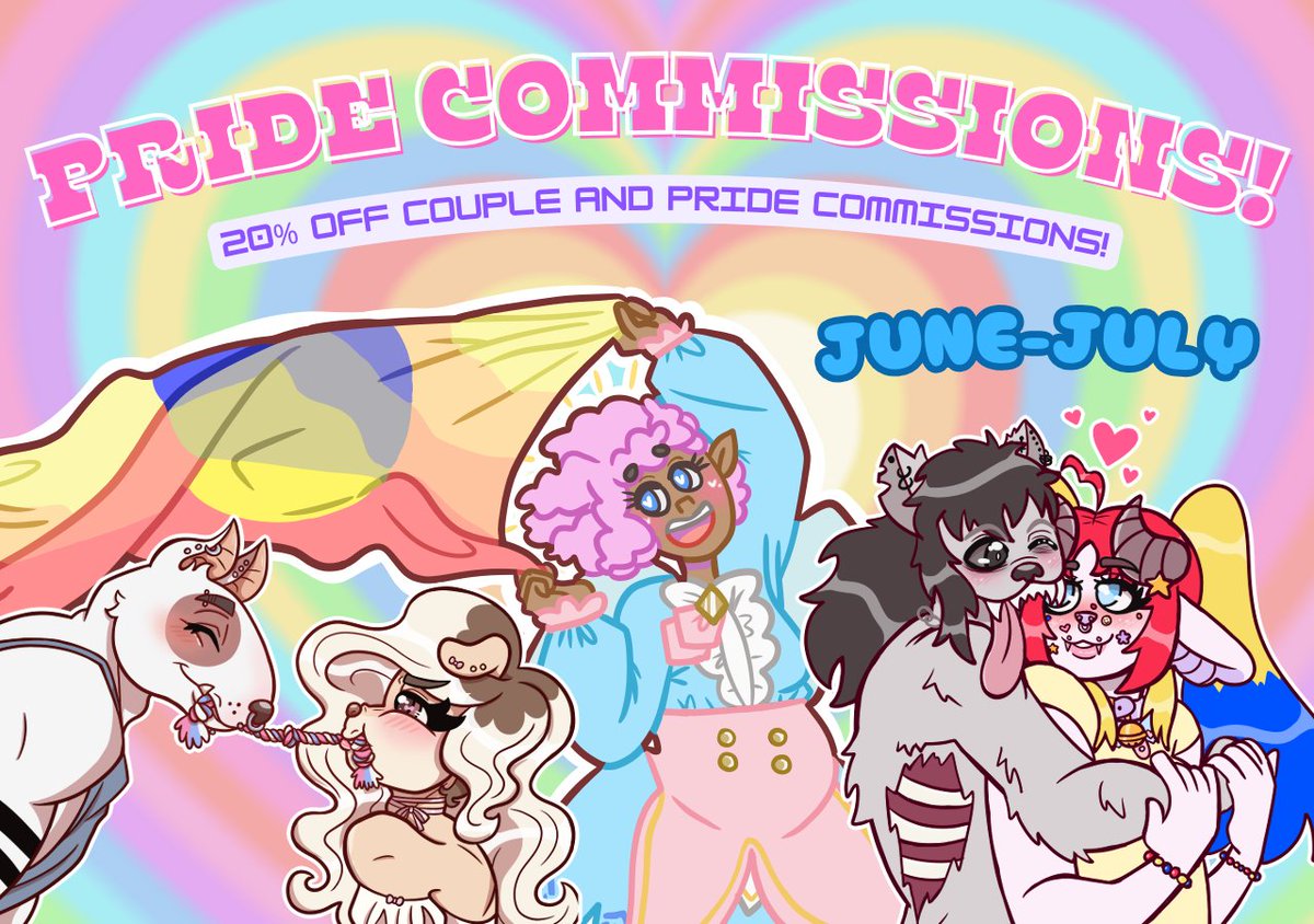 pinkbeverage's tweet photo. ❤🧡💛💚💙💜 PRIDE COMMISSIONS DEAL ❤🧡💛💚💙💜
20% OFF COUPLE & PRIDE THEMED COMMS THROUGH JUNE AND JULY!!!
sorry this is late lol i just had the idea so im extending it into july too! send me a dm for the discount! kofi wont give you one!
#pride2024 #lgbtq #pridecommissions https://t.co/QHGalC27hX
