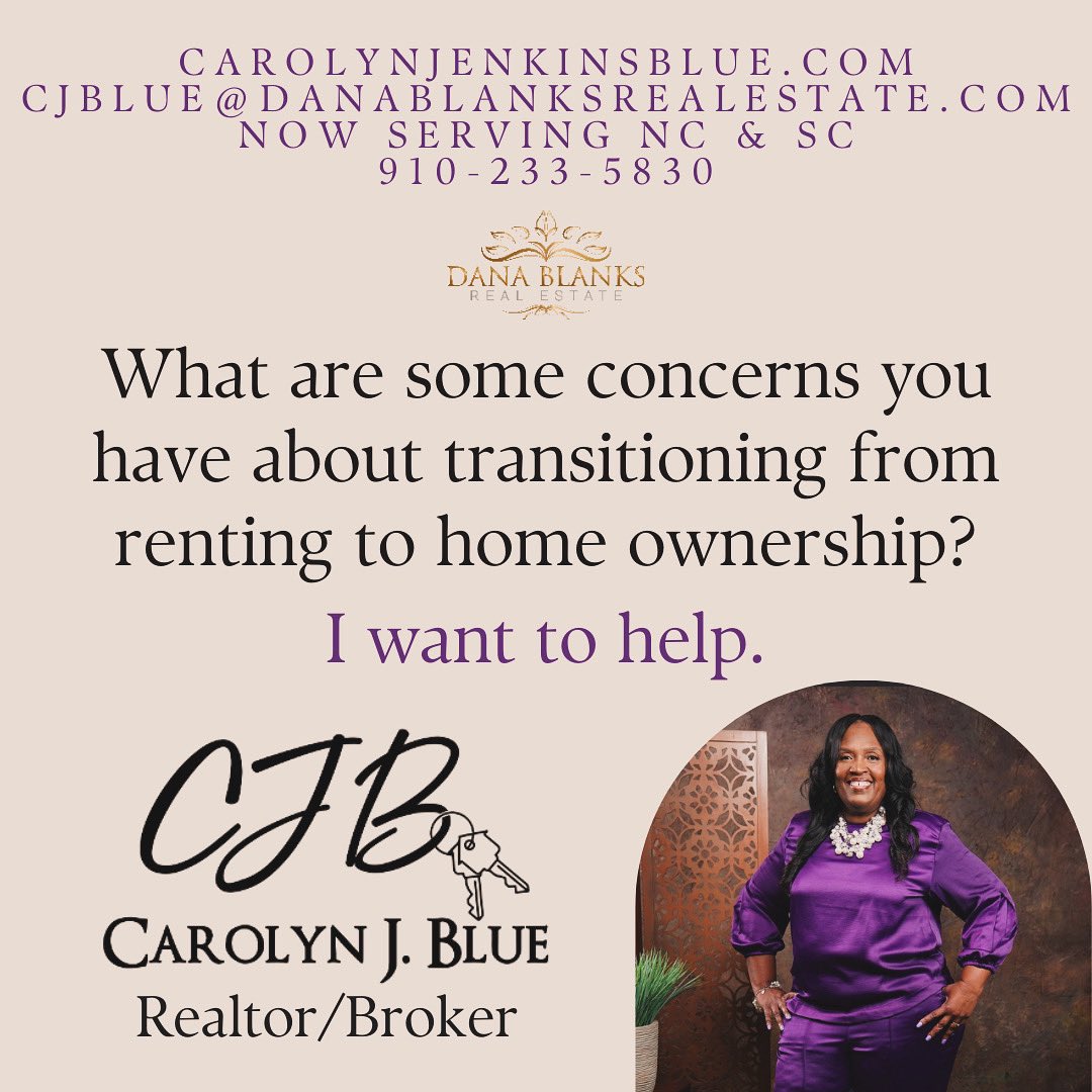 CarolynJBlue1's tweet image. Questions about transitioning from renting to buying? I can help you!!!

Contact Us At:
.
@carolynjenkinsblue
@danablanksrealestate
.
(910) 233-5830
.
carolynjenkinsblue.com
.
#ncrealtor #screaltor #residential #commercial
#carolynjblue #carolynjenkinsblue #danablanksrealestate
