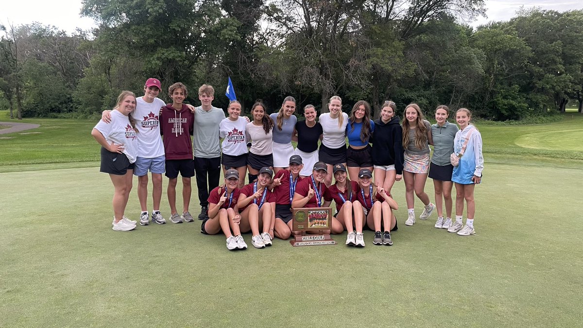 MGSHPrincipal's tweet photo. CRIMSON GIRLS’ GOLF ARE BACK-TO-BACK STATE CHAMPIONS!!! #WeAreCrimson #FearTheLeaf https://t.co/KpP7OA5fTO