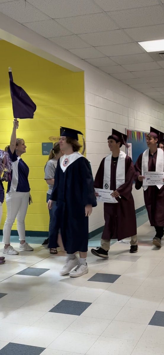 MrsBrem's tweet photo. Thank you, @DDEDolphins for inviting Cullen and his former graduating classmates back to celebrate! 💜🐬💛 Whet a special event for everyone. https://t.co/kgnEhaSVfw