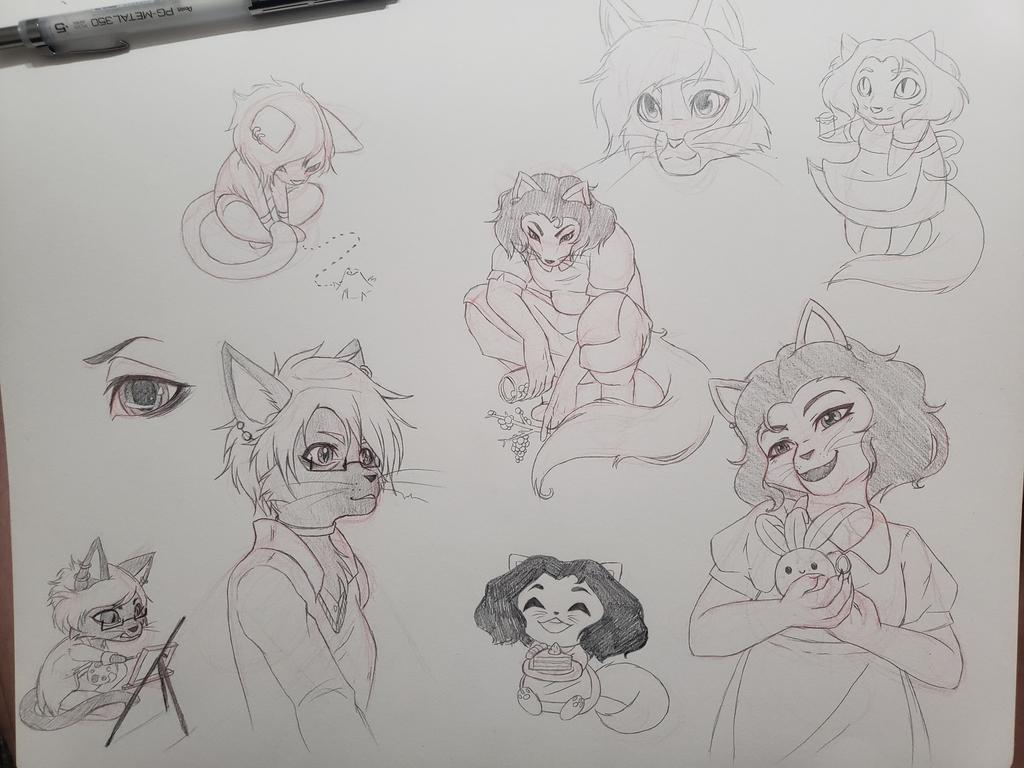 Got bit by the #lackadaisy bug and had to draw a couple picks of Tomb and my sonas.