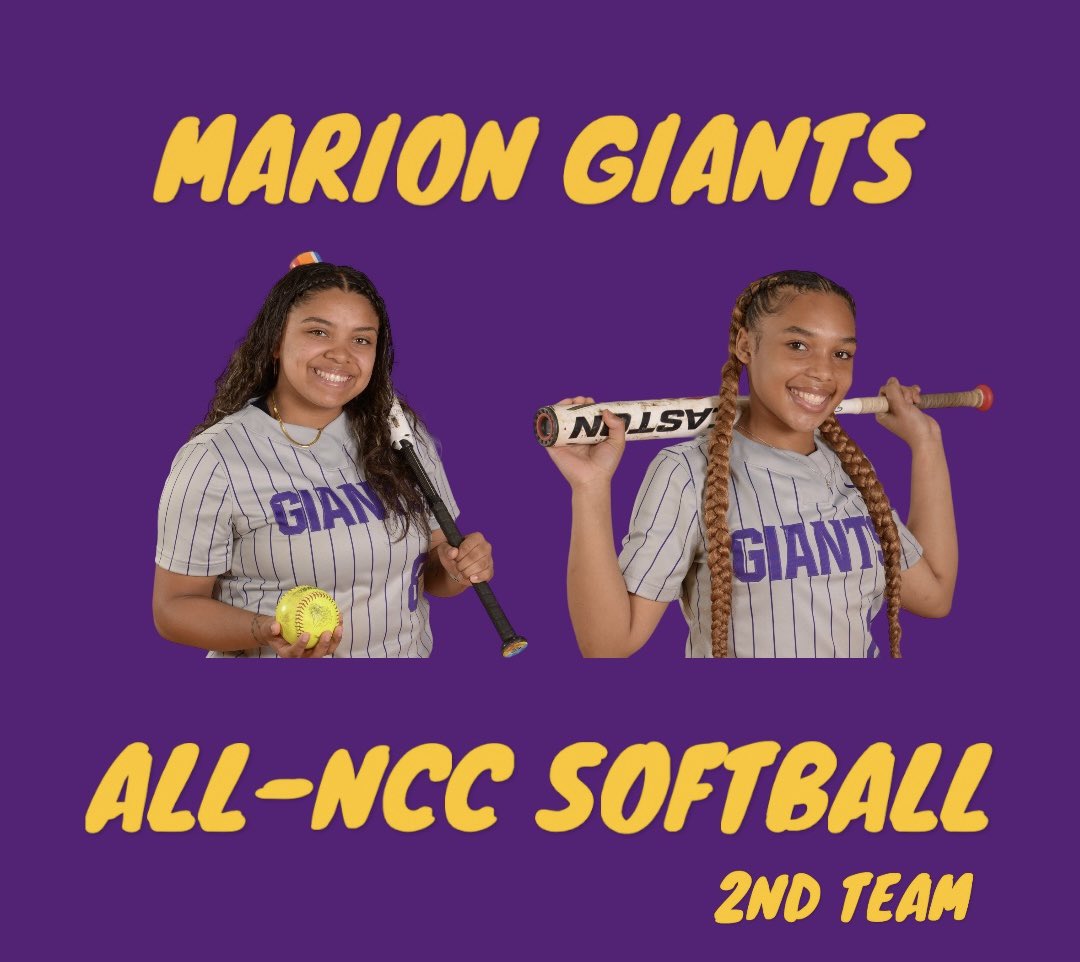 giantssports's tweet photo. 🥎Congratulations to Marion Lady Giants Mia Weaver (1st Team), Zi’onna Cole (1st Team), Jayonna Davis (1st Team), Chistin Morgan (2nd Team) & Lamariya Cannon (2nd Team) for being selected ALL-NCC in Softball.
#MarionGiants #allncc #softball #GFND https://t.co/djpbEc7cNo