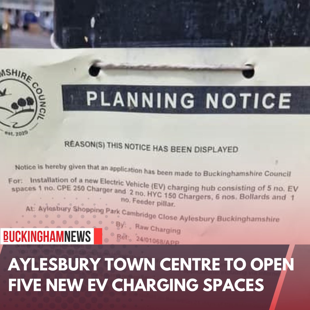 BU_Media's tweet photo. Approval has been granted to convert parking spaces into electric vehicle charging points in Aylesbury. Bucks Council has given the green light to Raw Charging, an electric vehicle...- Read more: https://t.co/ErE59MkUk6 #Buckinghamnews #PlanningPermission #Aylesbury https://t.co/i1otK1OcgS