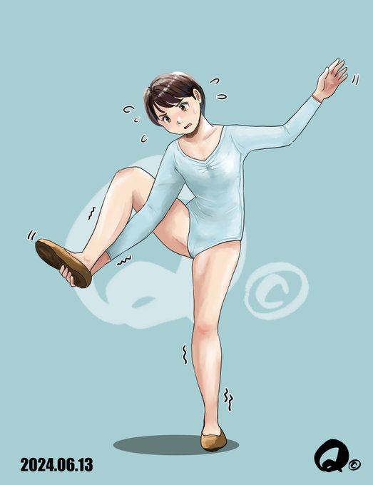 6/13㊍レオタード大好き⑫🩰
うちのペッタン娘サチのレオタード②
Ⅰ字バランスへの道は遠～いサチなのです😱 