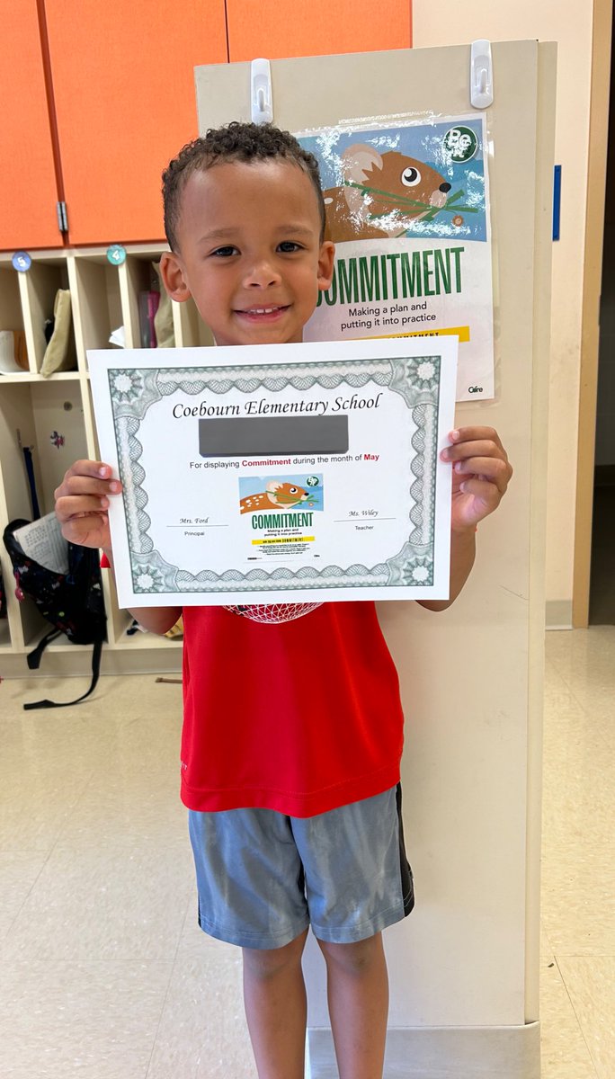Our last <a href="/CEValues/">CoreEssentialValues</a> recipient of the school year. This one is for commitment. This #WileyWarrior is never giving up, always trying and helping others. Even when something is brand new or hard, he pushes through. So proud of all his hard work. <a href="/CoebournES/">Coebourn Elementary</a> #PennDelcoProud