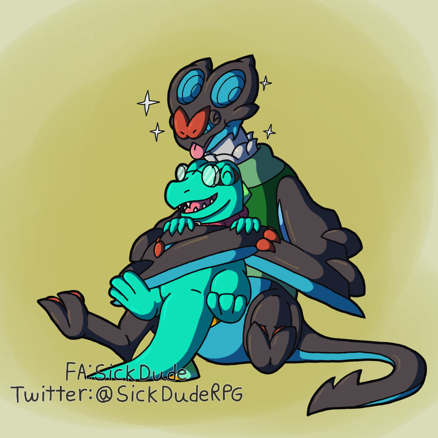 SickDudeRPG's tweet photo. Just friends doing what they do.

A commission for @innocentdile https://t.co/aH18kEqqf6