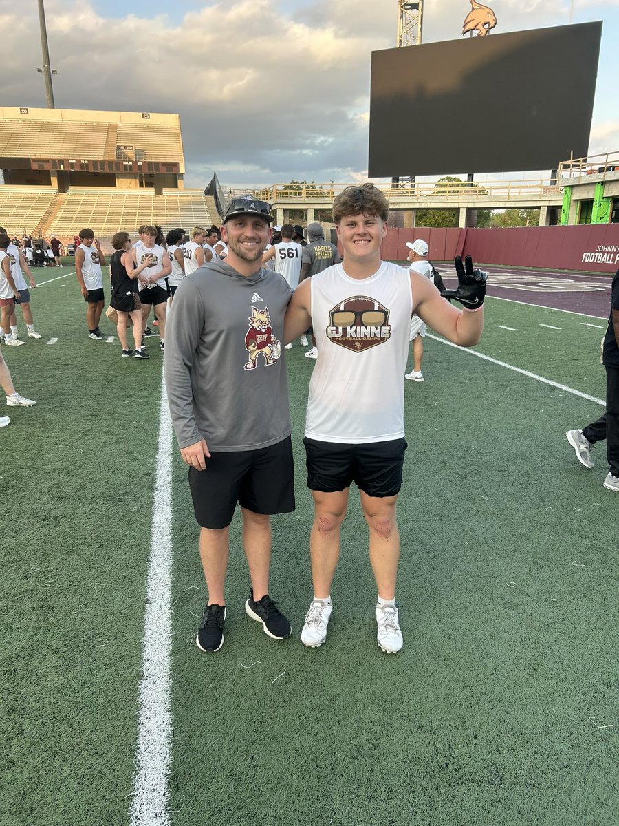 rieger_mason's tweet photo. Had a great time at the @TXSTATEFOOTBALL camp! Thank you @CoachWillBryant @GJKinne @1RoUSeFB @RecruitRouse https://t.co/LxvVmRwBAb