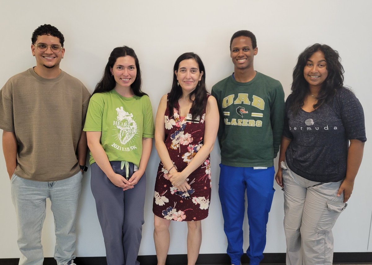 Carmen De Miguel, PhD, MS, FAHA (@carmendemigue12) on Twitter photo Introducing the De Miguel lab - 2024 summer student edition! From left: Raynel (#KURE, from <a href="/PonceHealthSU/">PHSUniversity</a>), Bailey (#OBrienscholar, MS1 <a href="/UABHeersink/">UAB Heersink School of Medicine</a>), Gabriel (#RACE21 <a href="/UABCORD/">UAB CORD</a>, UAB) and Trisha (#Summeracademy fellow @honorsUAB). They are the highlight of my summer! Introducing the De Miguel lab - 2024 summer student edition! From left: Raynel (#KURE, from <a href="/PonceHealthSU/">PHSUniversity</a>), Bailey (#OBrienscholar, MS1 <a href="/UABHeersink/">UAB Heersink School of Medicine</a>), Gabriel (#RACE21 <a href="/UABCORD/">UAB CORD</a>, UAB) and Trisha (#Summeracademy fellow @honorsUAB). They are the highlight of my summer!