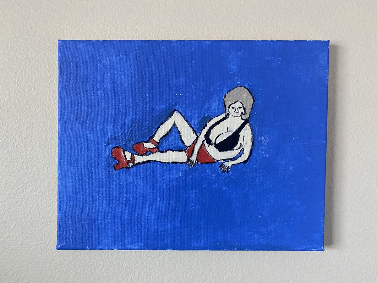 hellyeah000001's tweet photo. My painting of Chesty Morgan in Doris Wishman’s Double Agent 73 https://t.co/q0f2See6si
