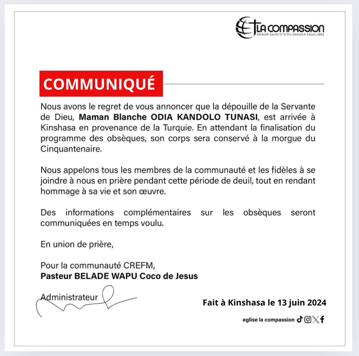 CompassionCrefm's tweet image. #Communiqué #Num2 🕯️🕯️
#RIPMamanBlancheTunasi