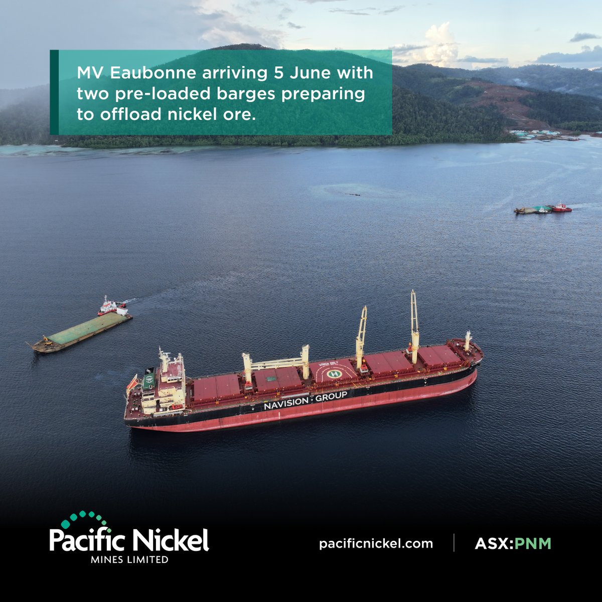 PacificNickel's tweet photo. #ASXNews

Mining operations at the $PNM Kolosori #Nickel Project, in the Solomon Islands has achieved a significant milestone.

The Project is achieving a throughput of two ships per month, with ramp-up to full production of 1.5mtpa nearing completion.

https://t.co/QqICJ54XpT https://t.co/7wLaSp0TTm