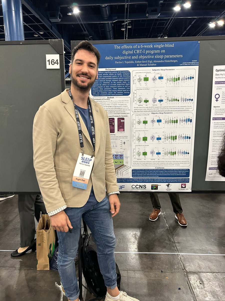 ManuelSchabus's tweet photo. We were at the SLEEP 2024 congress of the American Association of Sleep Medicine (AASM) and the Sleep Research Society (SRS) in Houston 🤠/Texas.

Connecting to US 🇺🇸 friends and colleagues &amp; presenting brandnew sleep² data. @PLUS_1622 @sleep2app https://t.co/EtuBu6UwEJ