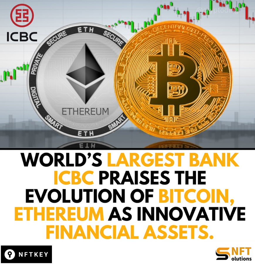 solutionsnftio's tweet photo. The world’s largest lender, Industrial and Commercial Bank of China (ICBC), recently published an in-depth analysis highlighting the rapid evolution and growing diversity in digital currencies, where it compared Bitcoin to gold and deemed Ethereum “digital oil.” https://t.co/ag1HdhZqRV