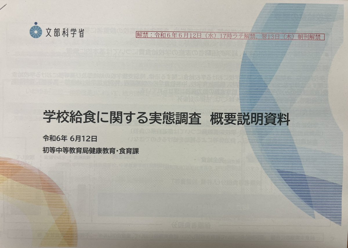 文科省は学校給食に関する実態調査を取りまとめ昨夕公表。1,794自治体