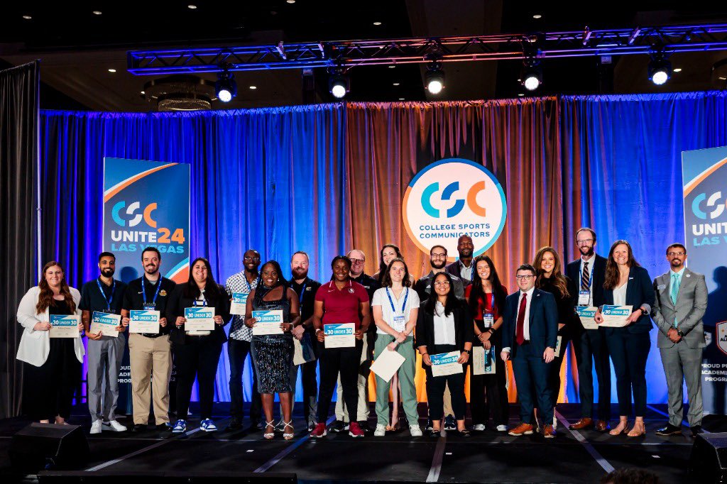 JordanSarnoff's tweet image. Honored to be recognized alongside so many great athletic communication professionals at CSC Unite 24 with the Rising Star Award and as a member of the 2023-24 CSC 30 Under 30 Class.

@CollSportsComm
