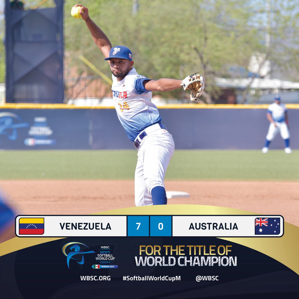 Venezuela comenzó ganándole al campeón del mundo 🥎💪🏻

La selección nacional masculina de softbol inició de gran forma la Copa Mundial con victoria y blanqueo de 7-0 ante Australia.

¡Que grandes son, muchachos!

📸: <a href="/WBSC/">WBSC ⚾🥎</a>

#softballworldcupm #softball