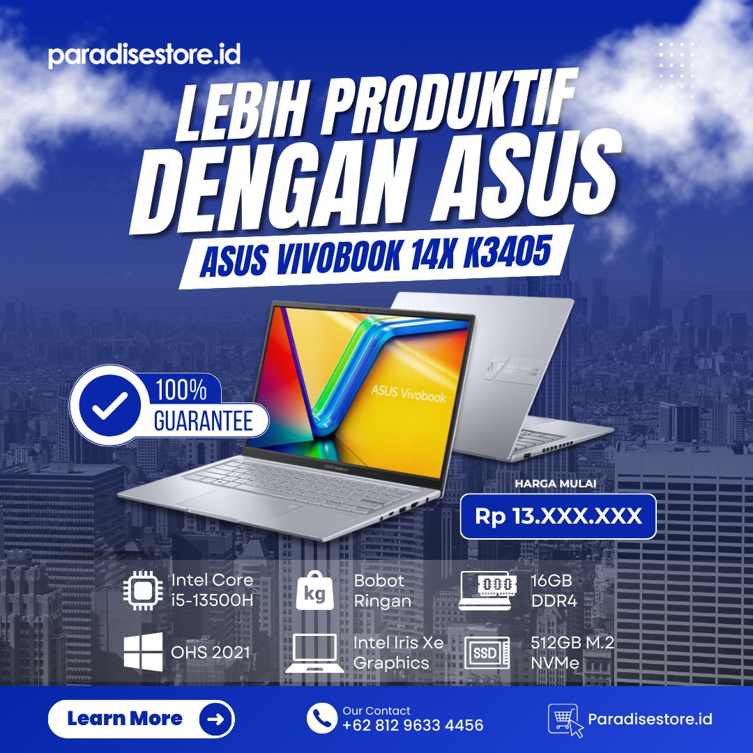 LEBIH PRODUKTIF DENGAN ASUS! 🚀✨

Kenalin, ASUS VivoBook 14X K3405! Anti lemot, super ringan, cocok buat olah data, simpan file, presentasi, dan nonton film. 🎬💻

Check out di paradisestore.id sekarang! 🛒✨

#ASUSVivoBook14X #LaptopProduktif #AntiLemot #LaptopRingan