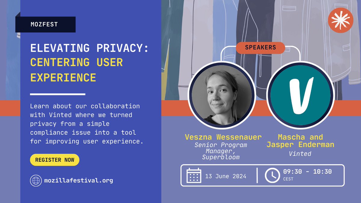 sprblm_'s tweet image. On now at #MozFest: watch @wvessna speak about a very exciting collaboration we did with Vinted about socially responsible tech design.