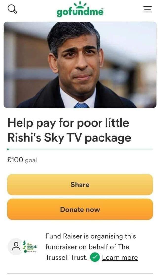 princesstamx's tweet photo. Donate here 👇🤣 #rishisunak https://t.co/43cNDbYkU6
