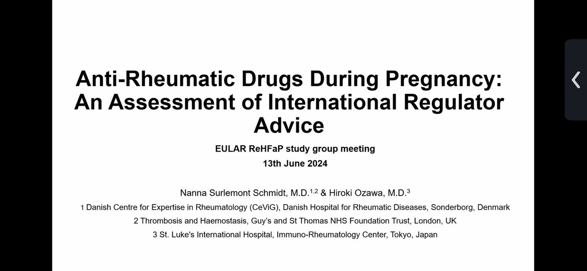 sil_aps's tweet photo. Nanna Surlemont Schmidt and Hiroki Ozawa present “Anti-Rheumatic Drugs During Pregnancy: An Assessment of International Regulator Advice” in the #ReHFaP https://t.co/3jyZQj9opM