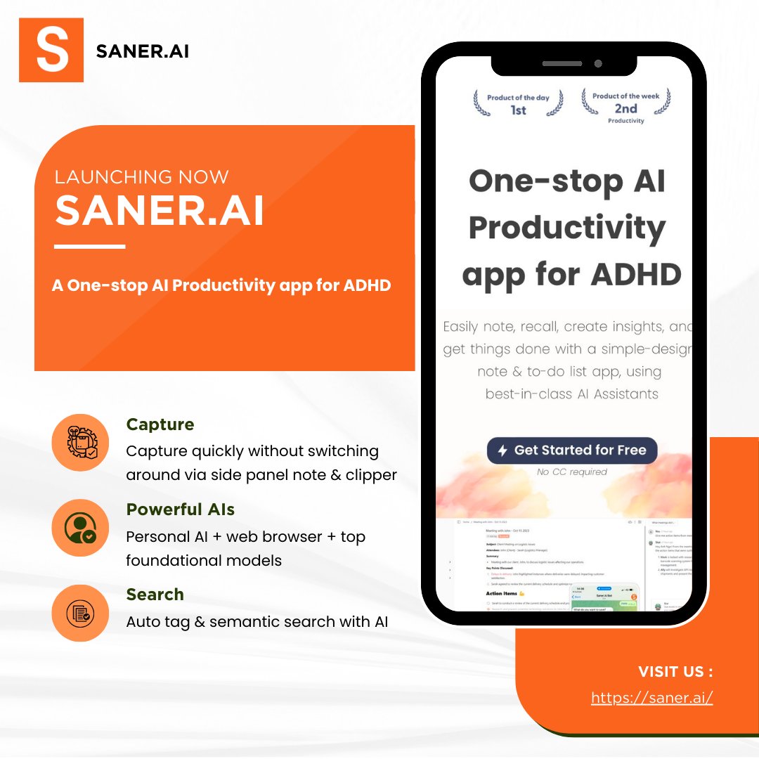 🚀 Saner.ai live on #ProductHunt! 🎉

Saner.ai has officially launched, and I’m excited to share it with you!

👉 Support me with an upvote and share your thoughts: producthunt.com/posts/saner-ai…

#buildinpubic #indiehacker #LaunchDay