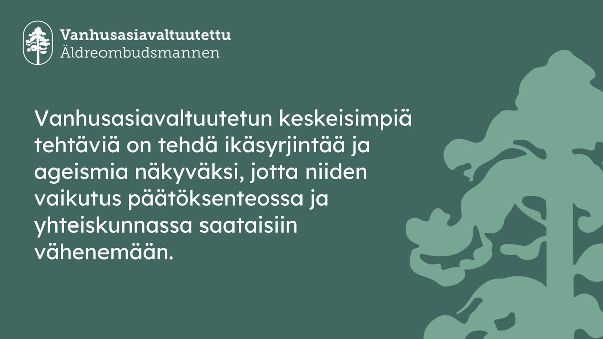 Ikäsyrjintä vanhuudessa tarkoittaa sitä, että iäkkäät ihmiset asetetaan heidän ikänsä perusteella lähtökohtaisesti huonompaan asemaan kuin nuoremmat. 

Ageismilla puolestaan viitataan siihen, että henkilöä tai ryhmää tarkastellaan vain heidän ikänsä kautta.

1/2