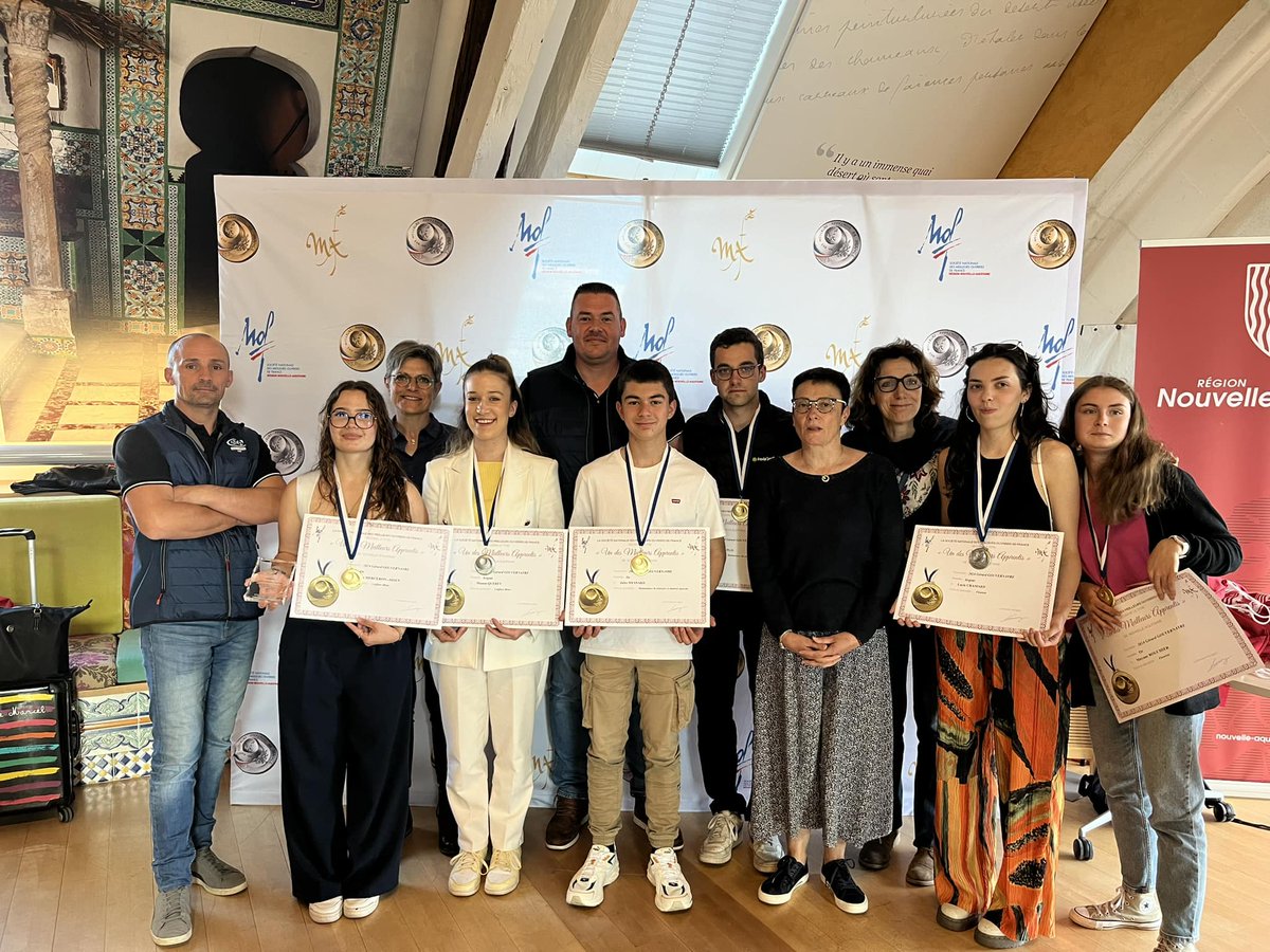 ✨SOIREE DE RECOMPENSES!
Remise hier à <a href="/NvelleAquitaine/">Nouvelle-Aquitaine</a>  des médailles #MAF 🥇 "un des meilleurs apprentis de France" à 5 apprentis du CFA, bravo à eux et à leurs formateurs!🤩
#maf2024 #mafmof #concours #apprentis #apprentissage
