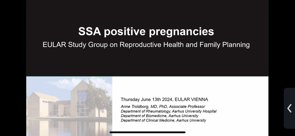 sil_aps's tweet photo. @TroldborgAnne talks to us about SSA positive pregnancies in the #ReHFaP #EULAR2024 meeting https://t.co/SvXsVYdmX0