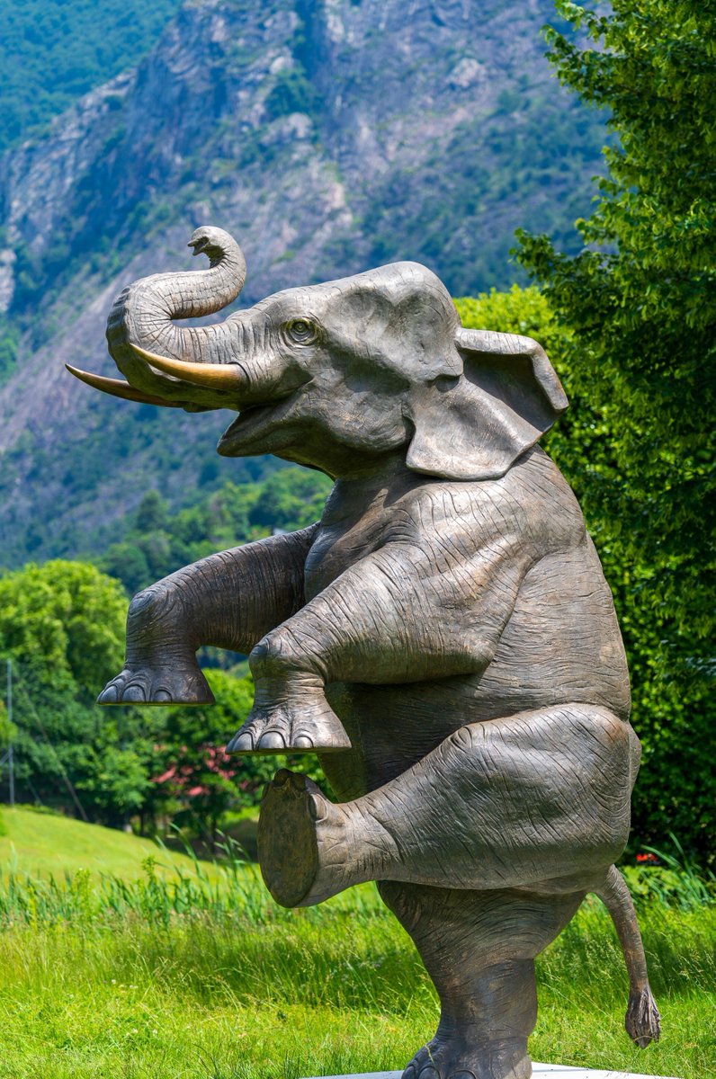 GerreGolf's tweet photo. Un'idea e una visione prende vita grazie dell'artista 𝗥𝗼𝗹𝗳 𝗞𝗻𝗶𝗲. Il risultato? Lo straordinario 𝗛𝗮𝗽𝗽𝘆 𝗘𝗹𝗲𝗽𝗵𝗮𝗻𝘁 in bronzo, imponente e affascinante al Golf Gerre Losone! https://t.co/2fmhueVpU6
