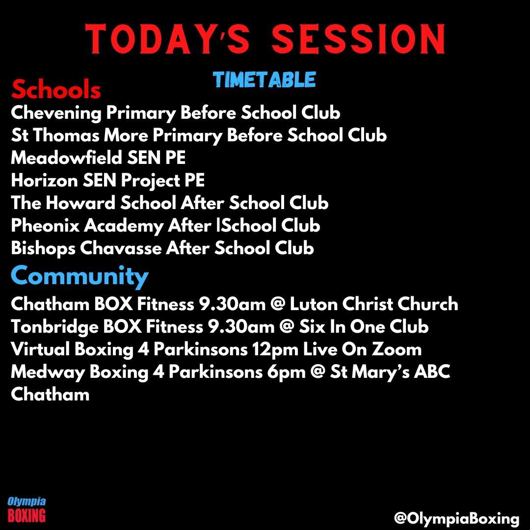 Today's Sessions🥊
#doorstepsport #communitysport #boxinginschools #olympiaboxing