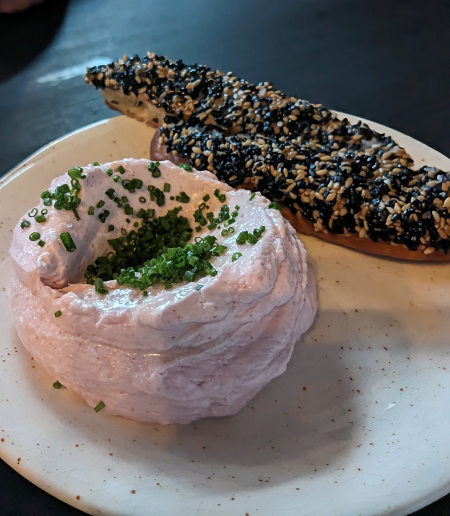 Came up w a shortlist of Brighton restaurants based mainly off <a href="/brightontop20/">BrightonsBestRestos</a> (now 30) but <a href="/AndyLynes/">Andy Lynes</a> didn't overly fancy any of them, so we ended up at Med instead, plunging sesame-riddled prawn toast into suave taramasalata; one of the best decisions since Fergie signed Cantona