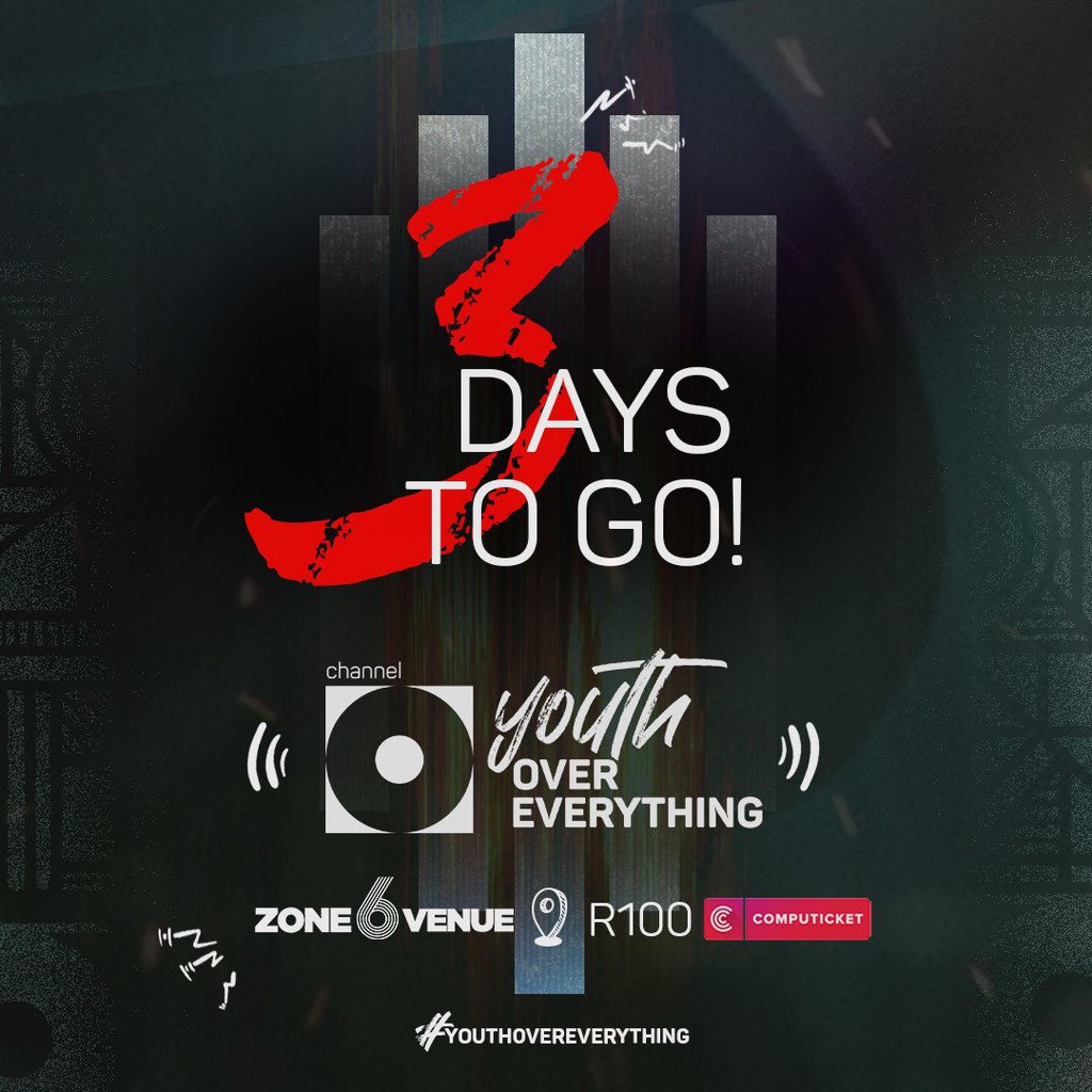 ladyhuneybee's tweet photo. The count down is getting closer and closer I am loving this letβs meet up there by @Zone6Venue . We going to have epic moments together with @ChannelOTV get ur tickets from as little as R100 bucks. https://t.co/njVfXAEGmY
#YouthOverEverything #ChannelOYOE https://t.co/E9wQp3wwCr